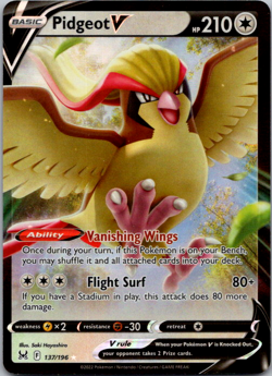 Pidgeot V - 137/196 - Pokemon Lost Origins Sword & Shield Ultra Rare Card NM - Image 1