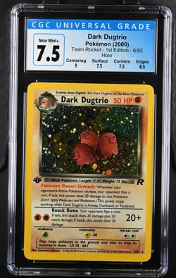 Dark Dugtrio 6/82 Holo Team Rocket - 1st Ed. Pokemon CGC 7.5 Near Mint+ - Image 1