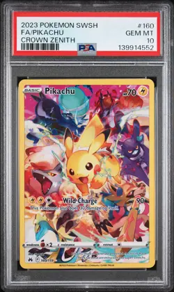 2023 POKEMON SWORD & SHIELD CROWN ZENITH #160 FULL ART/PIKACHU PSA 10 - Image 1