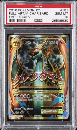 2016 POKEMON XY EVOLUTIONS #101 FULL ART/M CHARIZARD EX PSA 10 - Image 1
