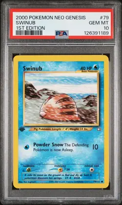 2000 POKEMON NEO GENESIS 1ST ED #79 SWINUB PSA 10 - Image 1