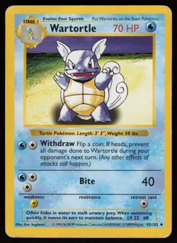 WARTORTLE 42/102 UNCOMMON BASE SET SHADOWLESS POKEMON UNLIMITED MP - Image 1