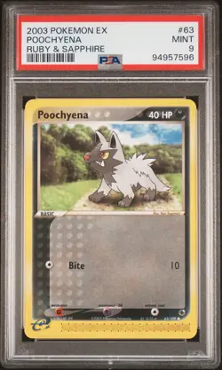 2003 POKEMON EX RUBY & SAPPHIRE #63 POOCHYENA PSA 9 - Image 1