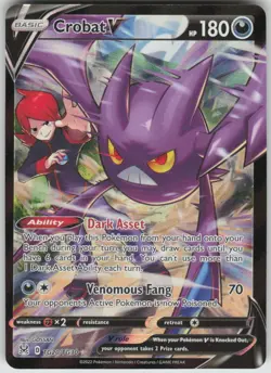 Pokemon Crobat V Ultra Rare SWSH11: Lost Origin Trainer Gallery TG20/TG30 NM - Image 1