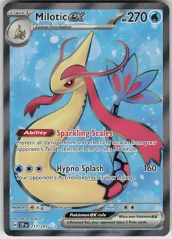 Pokemon Milotic ex Ultra Rare SV08: Surging Sparks 217/191 NM - Image 1
