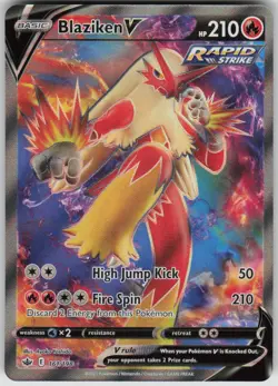 Pokemon Blaziken V (Full Art) Ultra Rare SWSH06: Chilling Reign 161/198 NM - Image 1