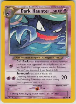 Pokemon Dark Haunter Uncommon Neo Destiny 036/105 LP - Image 1