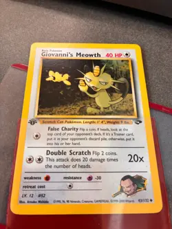 Pokemon: Gym Challenge 1st Edition Uncommon: Giovanni's Meowth 43/132 - Image 2