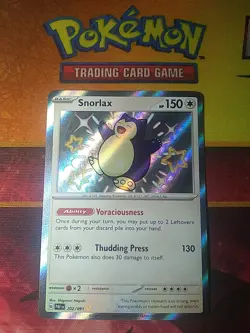 Pokemon TCG Snorlax 202/091 Shiny Holo Rare Paldean Fates Mint Condition - Image 1