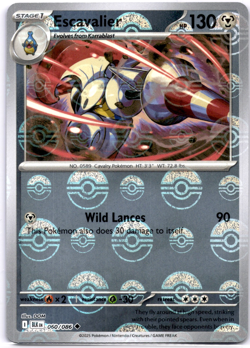 Pokemon TCG Escavalier 060/086 Black Bolt Poke Ball Pattern Holo Rare Near Mint - Image 1