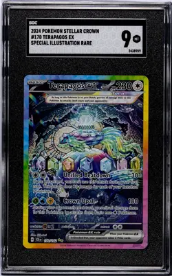 2024 Pokemon Stellar Crown Terapagos EX 170/142 Special Illustration Rare SGC 9 - Image 3