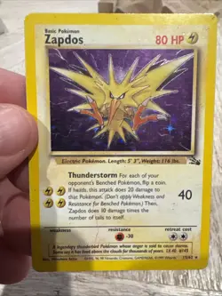 1999-2000 Zapdos Holo Rare SWIRL 15/62 Fossil Pokemon Card WOTC - Image 1