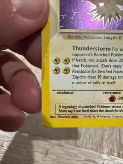 1999-2000 Zapdos Holo Rare SWIRL 15/62 Fossil Pokemon Card WOTC - Image 5