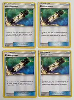 4x Electropower 172/214 Pokemon TCG SM Lost Thunder Uncommon Playset LP - Image 1