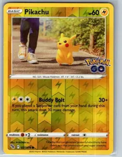 Pikachu (27) Reverse Holo Common Pokemon GO 027/078 NM - Image 1