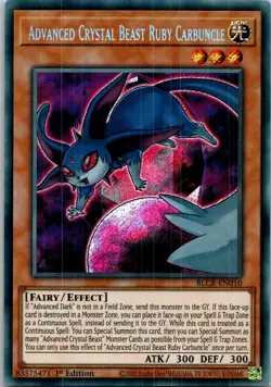 Yugioh Advanced Crystal Beast Ruby Carbuncle BLCR-EN010 1st Edition Secret NM - Image 1