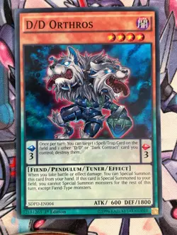 D/D Orthros SDPD-EN004 SUPER RARE 1ST EDITION YuGiOh Card - Image 1