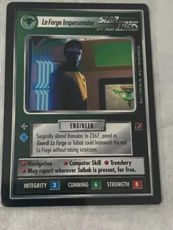 Star Trek CCG 1E BoG La FORGE IMPERSONATOR Rare Card NEVER PLAYED - Image 1
