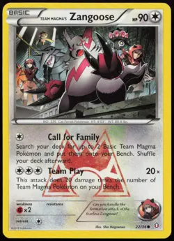Team Magma's Zangoose 22/34 LP Double Crisis Common Pokemon - Image 1