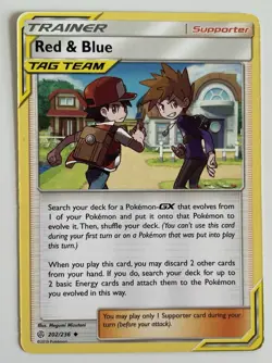 Red & Blue 202/236 Pokemon TCG SM Cosmic Eclipse Tag Team Uncommon MP - Image 1
