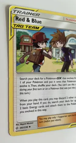 Red & Blue 202/236 Pokemon TCG SM Cosmic Eclipse Tag Team Uncommon MP - Image 3