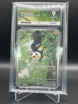 Ace Graded 9 Mint Pokemon Emolga Illustration Rare Black Bolt 112/086 - Image 1