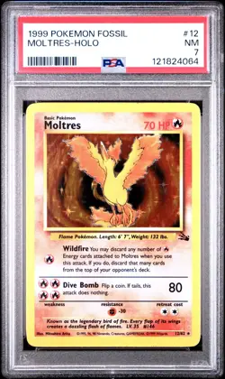 1999 POKEMON FOSSIL #12 MOLTRES-HOLO PSA 7 - Image 1