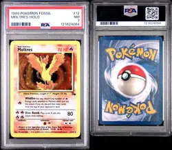 1999 POKEMON FOSSIL #12 MOLTRES-HOLO PSA 7 - Image 3