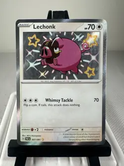 Pokemon TCG Lechonk 207/091 SV: Paldean Fates Holo Baby Shiny NM - Image 1