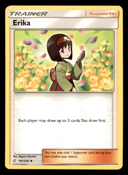 Erika 191/236 Uncommon Cosmic Eclipse Pokemon Near Mint - Image 1