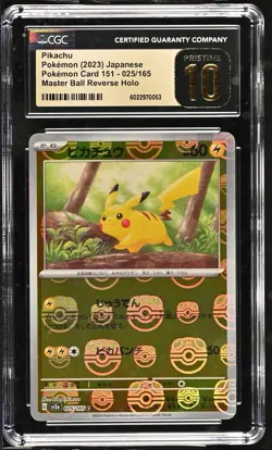 2023 Pokemon Card 151 JPN #025 Pikachu Masterball Reverse Holo CGC 10 PRISTINE - Image 1