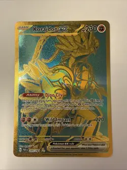 Koraidon EX 245/091 Gold Hyper Rare 2024 Pokemon Paldean Fates Full Art Card NM - Image 1