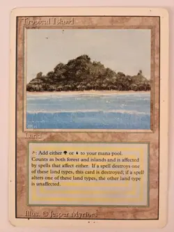 Magic the Gathering Tropical Island Revised Dual Land See Pics For Condition - Image 1