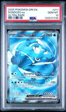 2025 Pokemon Destined Rivals #211 Dondozo Ex PSA 10 - Image 1