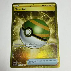 Pokemon TCG: Nest Ball 255/198 Scarlet & Violet Base Set Hyper Rare Gold Holo - Image 1