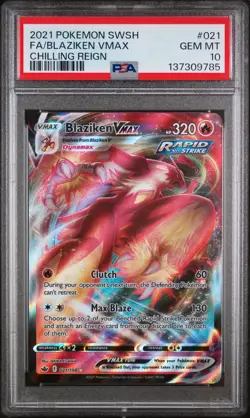 2021 POKEMON SWORD & SHIELD CHILLING REIGN #021 FULL ART/BLAZIKEN VMAX PSA 10 - Image 1
