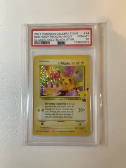 PSA 10 GEM MINT Birthday Pikachu Classic Collection Pokemon 2021 Celebrations - Image 1