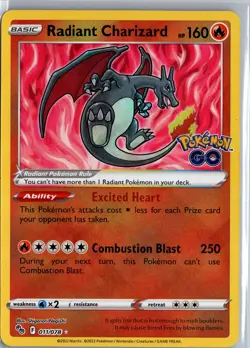 Radiant Charizard 011/078 Pokemon GO Holo Rare LP - Image 1