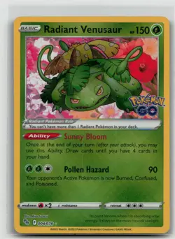 Radiant Venusaur 004/078 Pokemon GO Holo - NM - B - Image 1