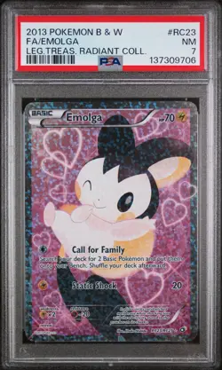 2013 POKEMON B&W LEGEND TREASURES RADIANT COLL #RC23 FULL ART/EMOLGA PSA 7 - Image 1