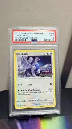 PSA 9 MINT LUGIA-HOLO 2020 POKEMON SWSH BSP PRERELEASE-STAFF #069 - Image 1
