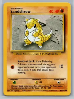 Sandshrew Base Set #062/102 Common Pokemon Card - Image 1