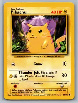 Pikachu Base Set #058/102 Common Pokemon Card - Image 1