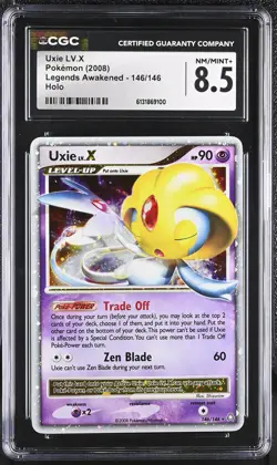CGC 8.5 NM/MINT+ Uxie LV.X 146/146 Legends Awakened Holo Pokemon Card - Image 1