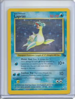 Pokemon TCG Lapras Fossil Holo Unlimited Rare Card 10/62 Vintage MP -c - Image 1