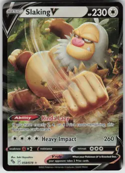 Pokemon Slaking V Ultra Rare Pokemon GO 058/078 NM - Image 1