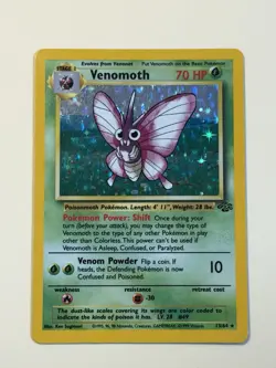 Pokemon TCG Venomoth Jungle 13/64 Unlimited Holo Rare 70 HP 1999 Wizards English - Image 1