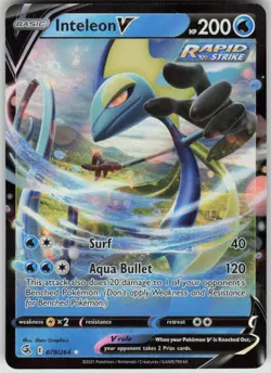 Pokemon Inteleon V Ultra Rare SWSH08: Fusion Strike 078/264 NM - Image 1