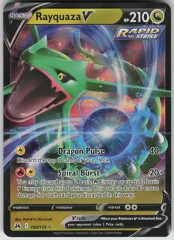 Pokemon Rayquaza V Ultra Rare Crown Zenith 100/159 NM - Image 1