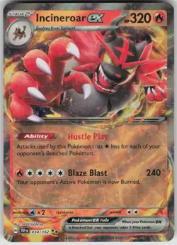 Pokemon Incineroar ex Double Rare SV05: Temporal Forces 034/162 NM - Image 1